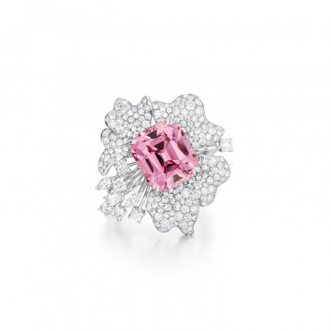 PINK SPINEL AND DIAMOND 'FLORAL' RING